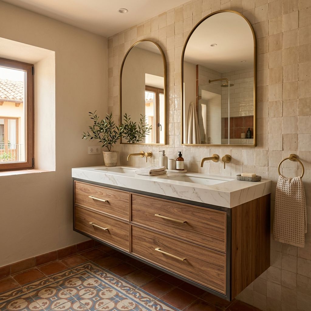 Mueble de baño a medida en material hidrófugo y acabado lacado en Las Fuentes, Zaragoza